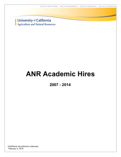ANR Academic Hires - UC Agriculture and Natural Resources