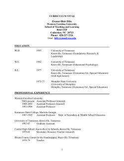 CURRICULUM VITAE Eleanor Blair Hilty Western Carolina