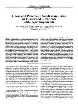 Lipase and Pancreatic Amylase Activities in Tissues and in Patients