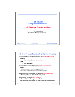 CS420/520 Computer Architecture I I/O Systems: Storage and Bus