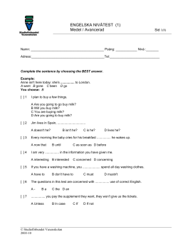 ENGELSKA NIV&Aring;TEST (1) Medel / Avancerad