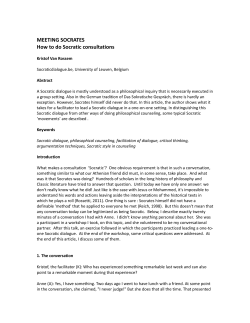 MEETING SOCRATES How to do Socratic consultations