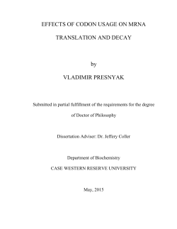 EFFECTS OF CODON USAGE ON MRNA TRANSLATION AND