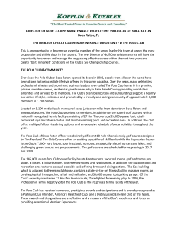 DIRECTOR OF GOLF COURSE MAINTENANCE PROFILE: THE