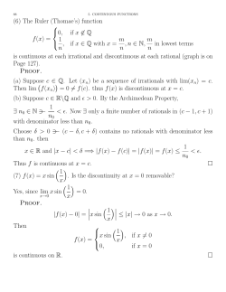 (6) The Ruler (Thomae`s) function f(x) = 80, if x \&isin; Q 1 n, if x &isin; Q
