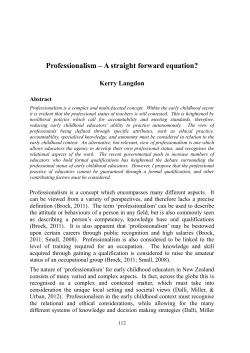 Professionalism &ndash; A straight forward equation?