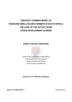 contract farming model of financing smallholder farmers in south