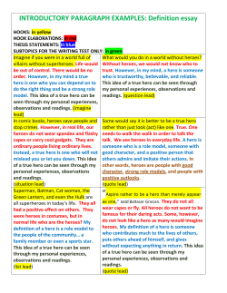 INTRODUCTORY PARAGRAPH EXAMPLES: Definition essay
