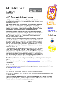 MEDIA RELEASE - mHITs iPhone app to rival mobile banking v3