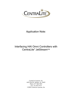 Interfacing HAI Omni Controllers with CentraLite&reg; JetStream