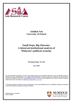 A Historical Institutional Analysis of Malaysia`s Political Economy