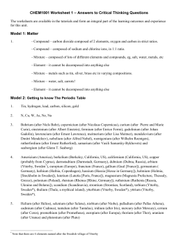 CHEM1001 Worksheet 1 &ndash; Answers to Critical Thinking Questions