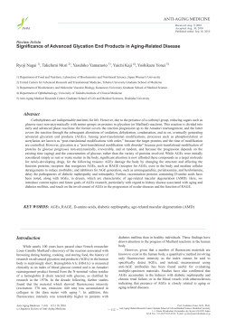 Significance of Advanced Glycation End Products in Aging