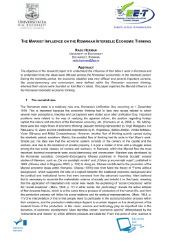 the marxist influence on the romanian interbelic economic thinking