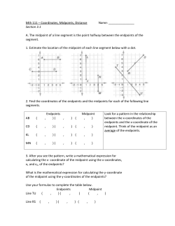 Mth 111 &ndash; Coordinates, Midpoints, Distance, and Circles