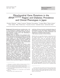 Mitochondrial Gene Mutations in the tRNA Region and Diabetes