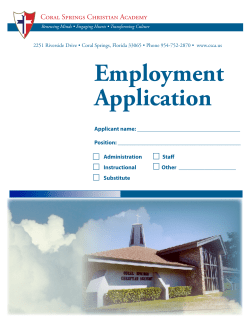 Employment Application - Coral Springs Christian Academy