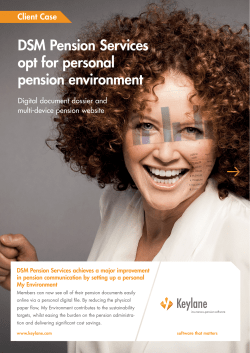DSM Pension Services opt for personal pension environment