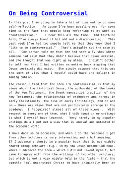 On Being Controversial