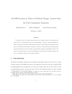 Aid Effectiveness in Times of Political Change: Lessons from the