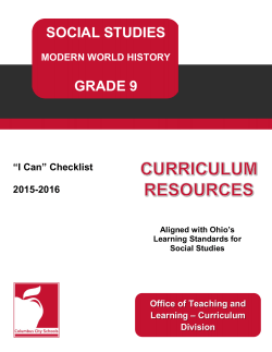 Modern World History 9 "I Can"