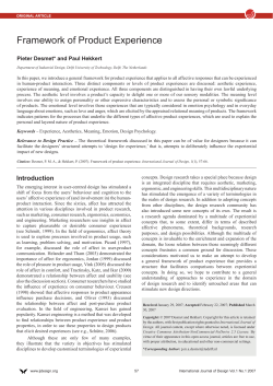 Framework of Product Experience - International Journal of Design