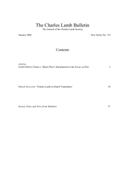 The Charles Lamb Bulletin - The Charles Lamb Society