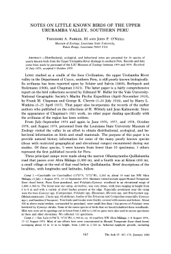 notes on little known birds of the upper urubamba valley, southern