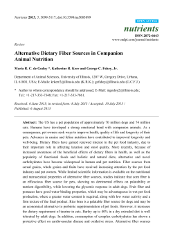 Alternative Dietary Fiber Sources in Companion Animal Nutrition