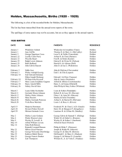 Holden, Massachusetts, Births (1920 &ndash; 1929)