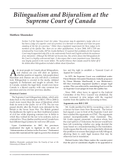 Bilingualism and Bijuralism at the Supreme Court of Canada