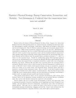 Einstein`s Physical Strategy, Energy Conservation, Symmetries, and