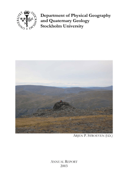 Department of Physical Geography and Quaternary Geology