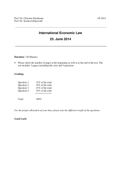 International Economic Law 23. June 2014