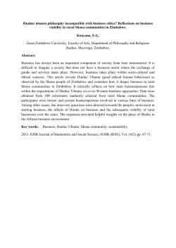 Hunhu/ ubuntu philosophy incompatible with business ethics