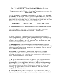 The “SPAGHETTI” Model for Goal/Objective Setting