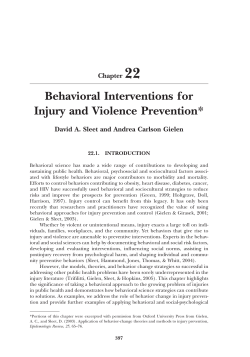 Behavioral Interventions for Injury and Violence Prevention*