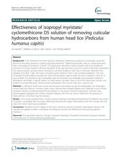 Effectiveness of isopropyl myristate/cyclomethicone D5 solution of