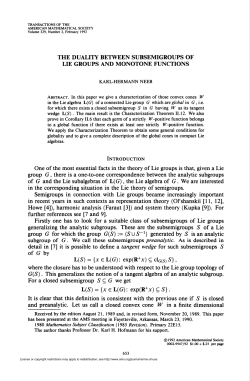the duality between subsemigroups of lie groups and monotone