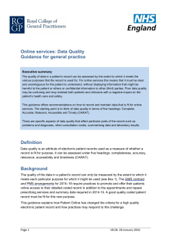 RCGP Guidance on Data Quality