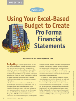 Budget to Create ProForma Financial Statements
