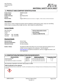 material safety data sheet - Specialist Cleaning Supplies