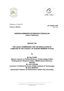 REPORT ON THE LEGAL FRAMEWORK FOR THE REGULATION