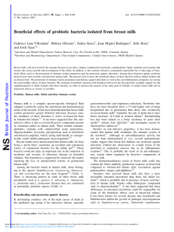 Beneficial effects of probiotic bacteria isolated from breast milk
