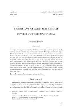 THE HISTORY OF LATIN TEETH NAMES