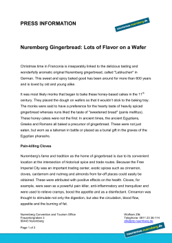 PRESS INFORMATION Nuremberg Gingerbread: Lots of Flavor on a