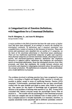 A Categorized List of Emotion Definitions