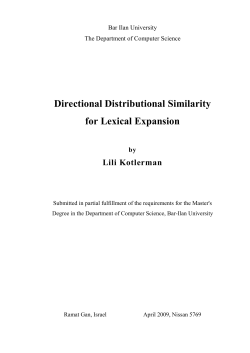 Directional Distributional Similarity for Lexical Expansion by Lili