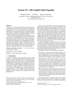 System FC with Explicit Kind Equality - CIS @ UPenn