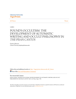 POUND`S OCCULTISM: THE DEVELOPMENT OF